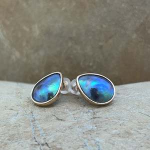 Anniversary: Pearl Ab Teardrop Stud Earrings - Rounded Teardrop 9ct