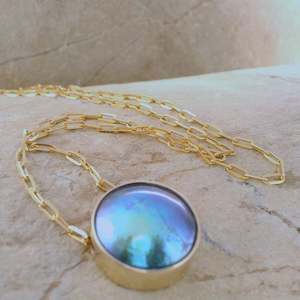 Birthpearls: 3. Pearl Sunrise Necklace - Yellow Gold 9ct March Aqua Pearl