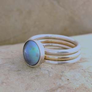 Birthpearls: 3. Pearl Fidget Ring - March Aqua Pearl