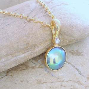 October Rainbow: Pearl Azure Sun Necklace - 18ct Yellow Gold