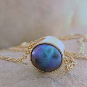 December Aurora: Pearl Moonrise Necklace - 9ct Yellow Gold