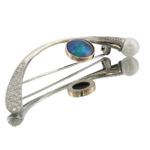 Two-Tone Paua Pearl WishBone Brooch