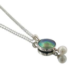 Sterling Silver Paua Pearl Water Drop Necklace