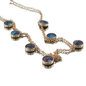 Modern And Trendy: 9ct Yellow Gold Paua Pearl Seven Sisters Necklace