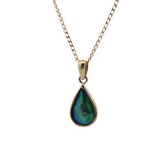 9ct Yellow Gold Paua Pearl Teardrop Necklace