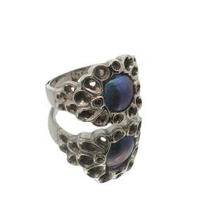 February Birth Pearl - Sterling Silver Paua Pearl Coral Ring