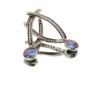 February Birth Pearl - Sterling Silver Paua Pearl Glissara Earrings