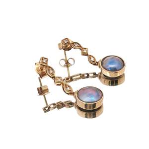 February Birth Pearl - 18ct Yellow Gold Paua Pearl Skara Earrings