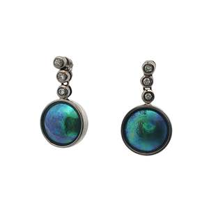March Aqua: March Birth Pearl - 18ct White Gold Paua Pearl Orion Earrings