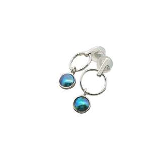 March Birth Pearl - Sterling Silver Paua Pearl Bubble Earrings