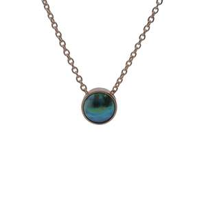 May Fern: May Birth Pearl - 9ct Rose Gold Paua Pearl Moonrise Necklace