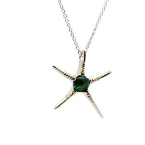 June Birth Pearl - Sterling Silver Paua Pearl Starfish Necklace