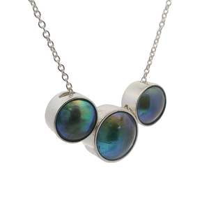 June Birth Pearl - Sterling Silver Paua Pearl Trilogy Necklace