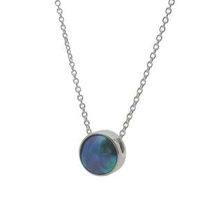 September Birth Pearl - Sterling Silver Paua Pearl Sunrise Necklace