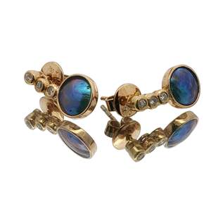 December Birth Pearl - 18ct Yellow Gold Paua Pearl Orion Earrings