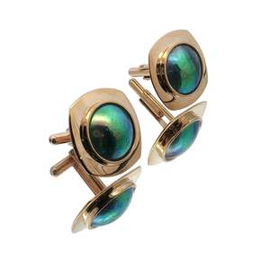 Cuff Links: 9ct Yellow Gold Paua Pearl Mystery Cufflinks