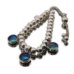 Sterling Silver Paua Pearl Silver Moons Bracelet