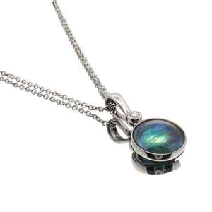 Classic: 18ct White Gold Paua Pearl Azure Sun Necklace