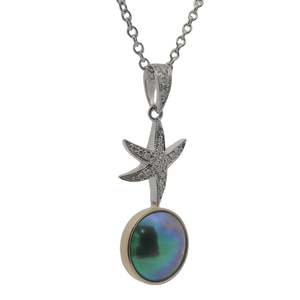 18ct White & Yellow Gold Paua Pearl Astral Elegance Necklace