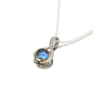 Two-Tone Paua Pearl Elegant Bow Necklace