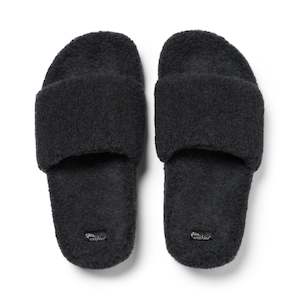 Arch Support Wool Slippers - Single Band Slide - Charcoal