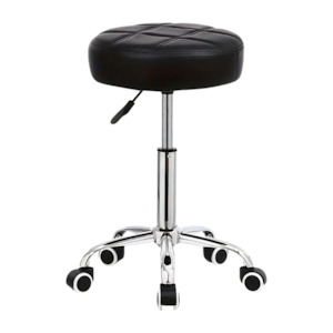 Round Adjustable Stool - Black/Stainless Base