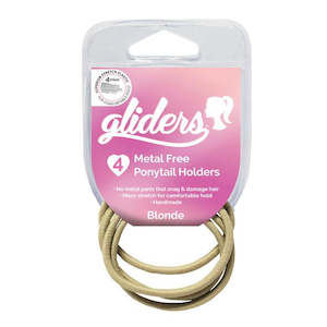 Hair Ties 1: Gliders - Metal Free Hair Ties 4pc / Blonde