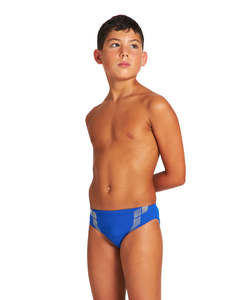 Boys Briefs: Boys Streak Jr Brief - Neon Blue-White