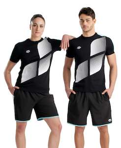 Women: Arena Diamonds Unisex Logo T-Shirt - Black-White-Blue Diamond