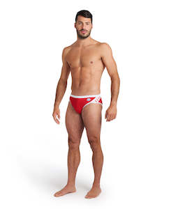 Arena Performance Men's Icons Solid Swim Briefs - Red-White