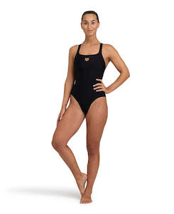 Arena Feel Women's Solid Control Pro Back Swimsuit - Black