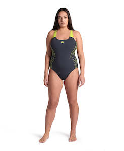 Arena Performance Women's Reflective Plus Swimsuit - Asphalt-Soft Green