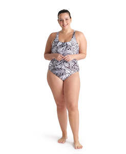 Plus Size Swimwear: Arena Women's Allover Swim Pro Back Plus Swimsuit - Black Multi