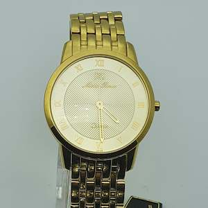 Designer Watch Collection: Michel Renee GS508 Gold on Gold Quartz Gents Dress Watch