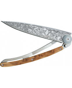 Deejo Art Knives: Deejo Tattoo 37g, Juniper, Art Nouveau