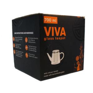 Viva Glass Teapot with Infuser Basket 700ml