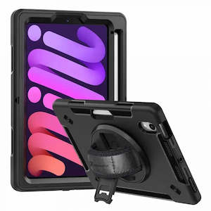 Ipad: RIN-IPAD-M6 | IPAD MINI 6 | RAINPROOF MILITARY GRADE RUGGED CASE WITH HAND STRAP AND KICK-STAND SUPPORTS APPLE PENCIL WIRELESS CHARGING