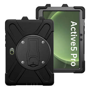 Samsung Galaxy Tab Active Series: JVN-SS-X350 | Samsung Galaxy Tab Active5 Pro SM-X350 SM-X356 / Active4 Pro SM-T630 T636 DM-638U / Active Pro SM-T545 T547 | Ultra 3 Layers Shockproof Rugged Case With VESA 75x75mm Mounting Holes & Kick-stand