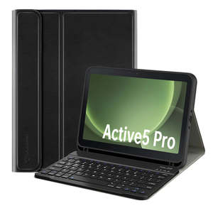 Samsung Galaxy Tab Active Series: HKV-SS-X350 | Samsung Galaxy Tab Active5 Pro (10.1-inch) SM-X350 SM-X356 SM-X358 / Active4 Pro / Active Pro | Detachable Keyboard Case with PU leather Folio Cover