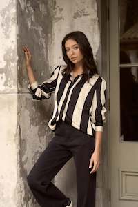 Solidify Black Sand Stripe Blouse