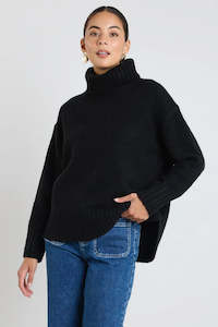 Among The Brave: Zealous Black Roll Neck Knit Jumper