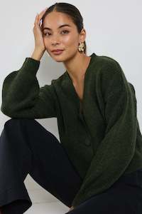 Wholesome Khaki Chunky Cropped Cardigan