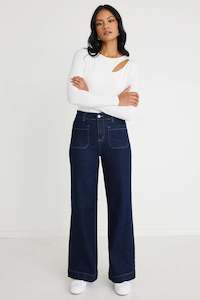 Among The Brave: Zoey indigo high rise wide leg jean