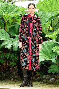 Curate: Long Night Coat  Floral Embroidery