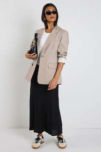 Blazers And Jackets: Dock Taupe Ramie Rolled Sleeve Blazer