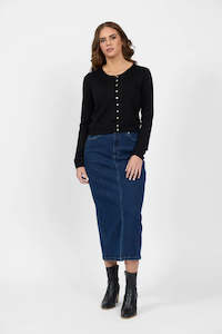 Merino Cropped Cardi Black