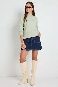 Ivy Jack: Cloud Sage Funnel Neck Jumper