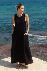 Easygoing Black Linen Midi