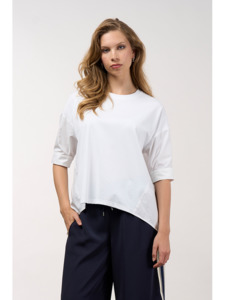 Madly Sweetly: Mixed Media Top - white