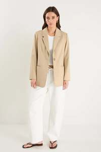 Atlantic Taupe Lyocell Cotton Blazer